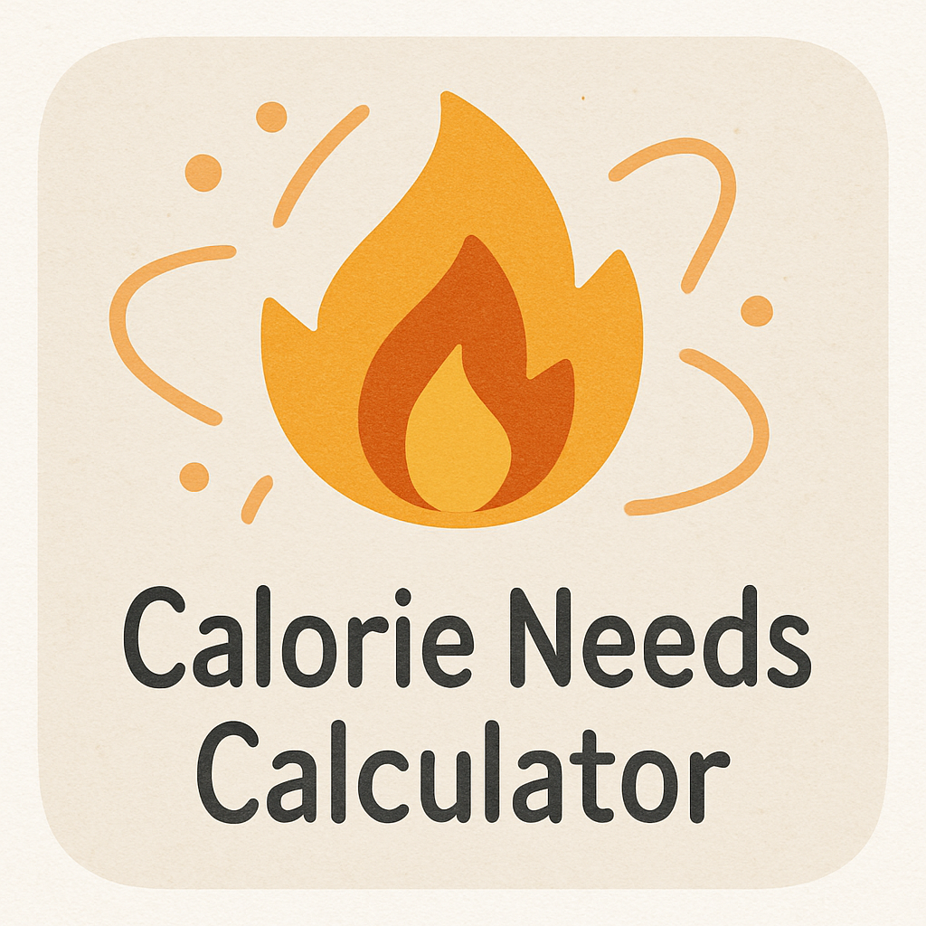 An illustration of a stylized flame, representing the Calorie Needs Calculator. This tool helps you figure out your daily calorie needs to maintain, lose, or gain weight.